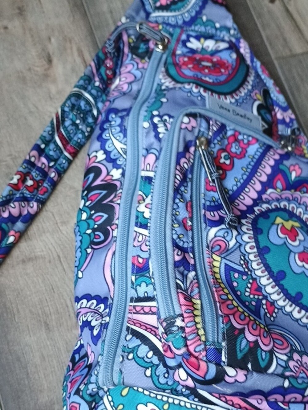 Vera Bradley Purple Teal Paisley Crossbody Sling Bag - Picture 4 of 11